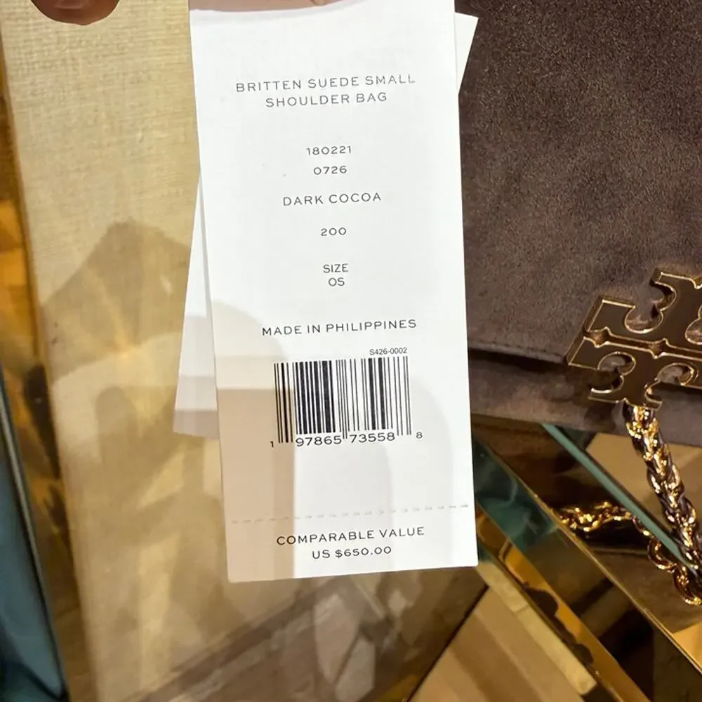 NEW‼️Tory Burch Britten Suede Small Shoulder Bag 180221 $650 Dark Cocoa